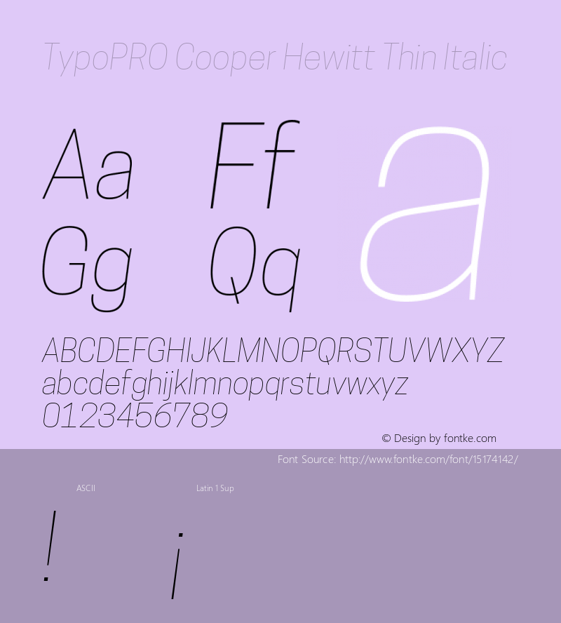 TypoPRO Cooper Hewitt Thin Italic 1.000图片样张