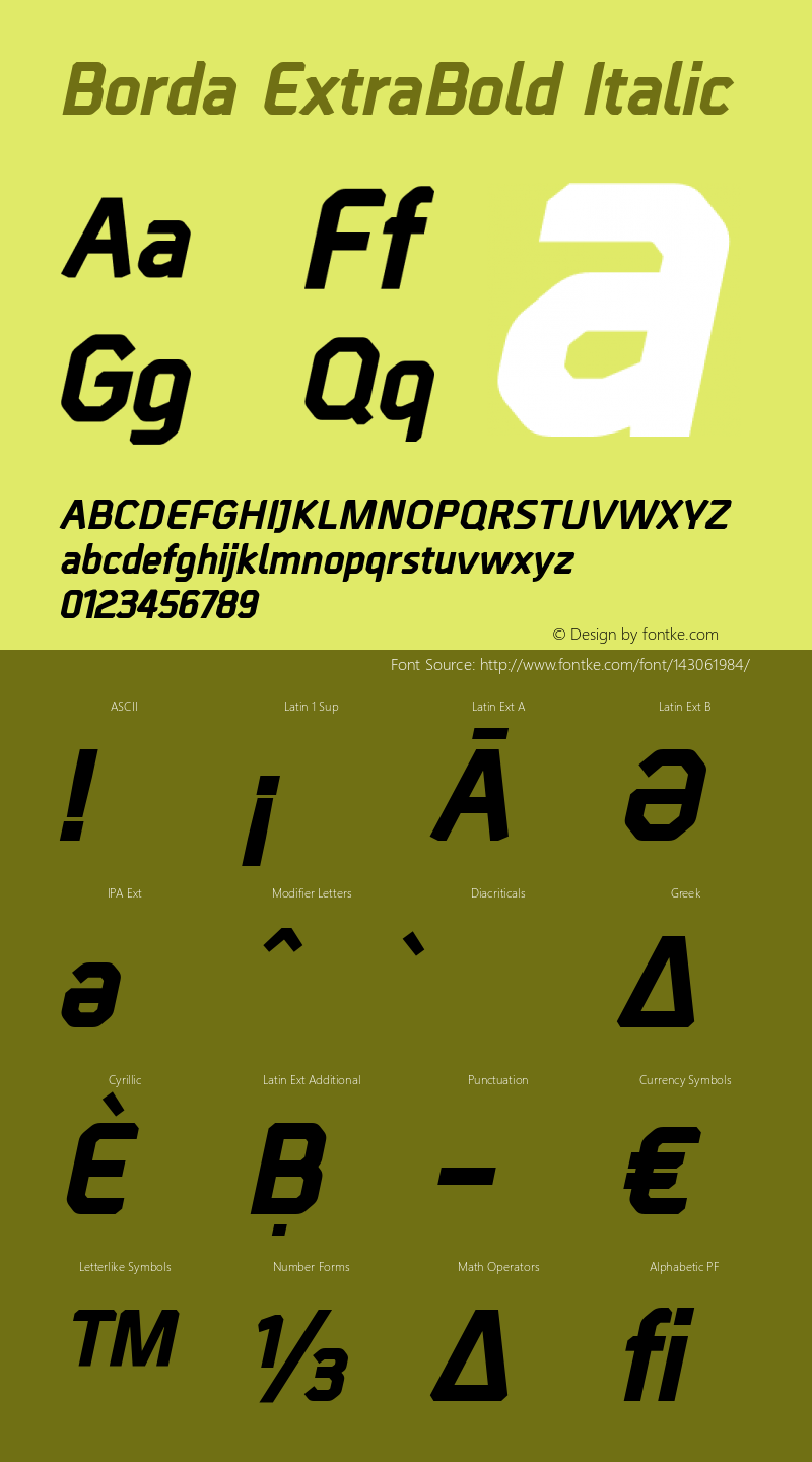 Borda ExtraBold Italic Version 001.004 January 2020图片样张