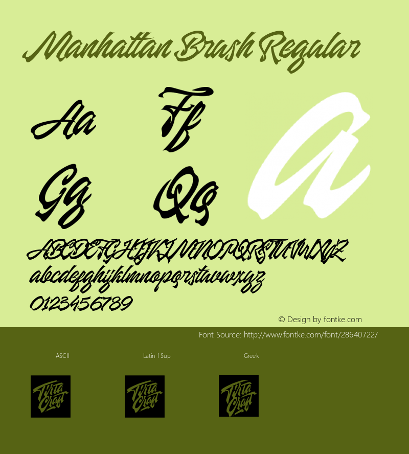Manhattan Brush Version 1.00;February 26, 2019;FontCreator 11.5.0.2427 64-bit图片样张