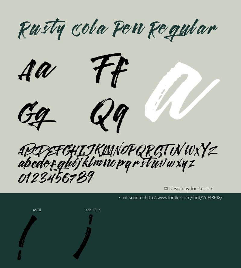 Rusty Cola Pen Regular Version 1.000;PS 001.000;hotconv 1.0.70;makeotf.lib2.5.58329图片样张