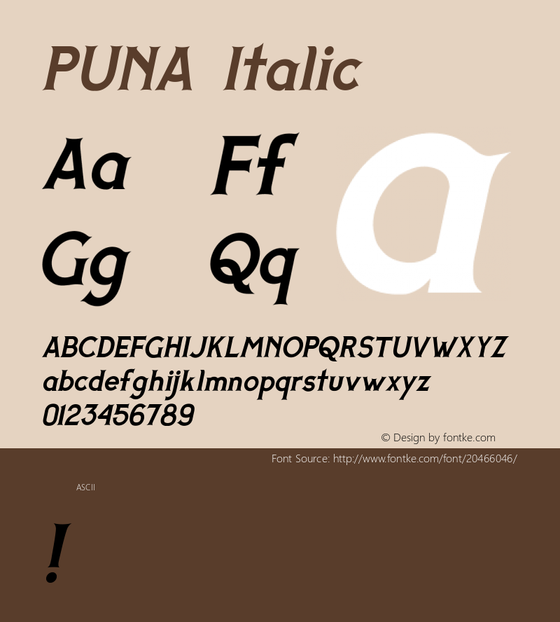 PUNA Italic Version 001.000图片样张