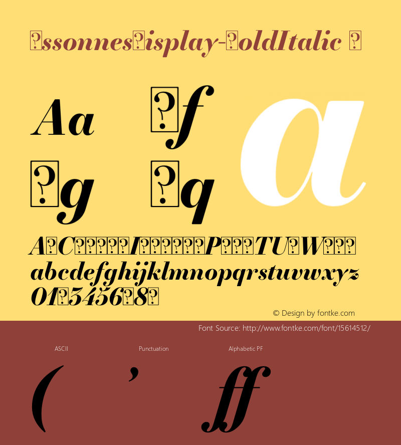 EssonnesDisplay-BoldItalic ☞ Version 1.000 2015 initial release;com.myfonts.easy.james-todd.essonnes.display-bold-italic.wfkit2.version.4t2R图片样张