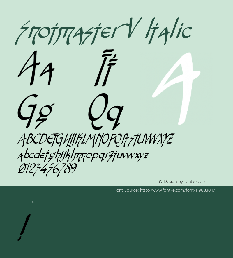 Snotmaster V Italic 2002; 1.0, initial release图片样张