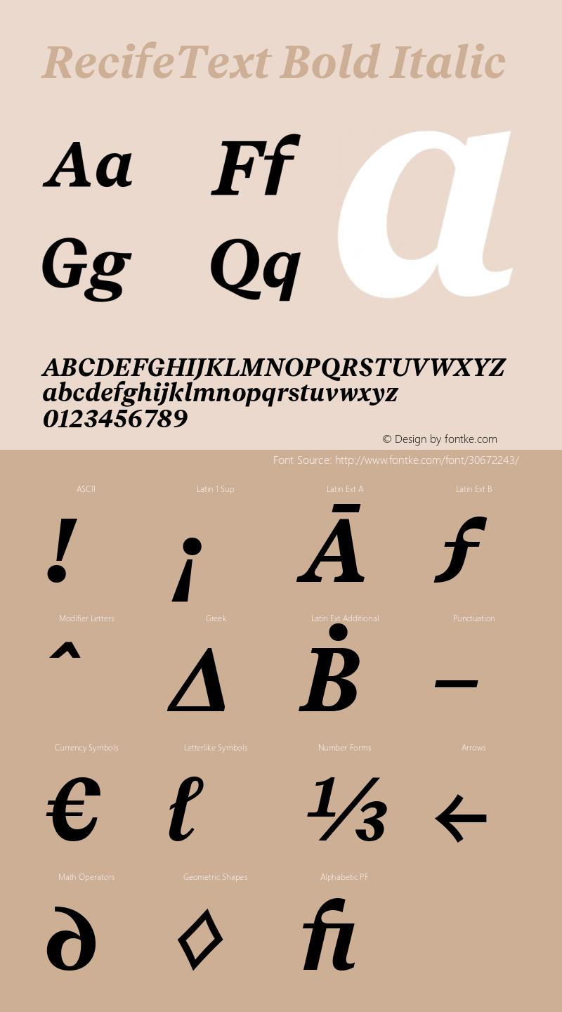 RecifeText Bold Italic Version 1.000图片样张