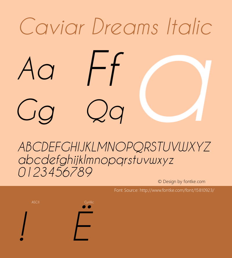 Caviar Dreams Italic Version 4.00 July 10, 2012; ttfautohint (v1.4.1)图片样张