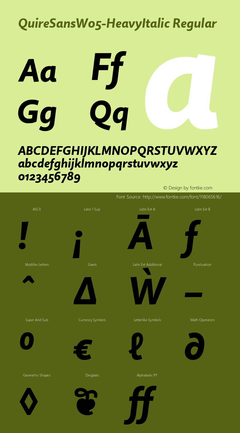 Quire Sans W05 Heavy Italic Version 1.00图片样张