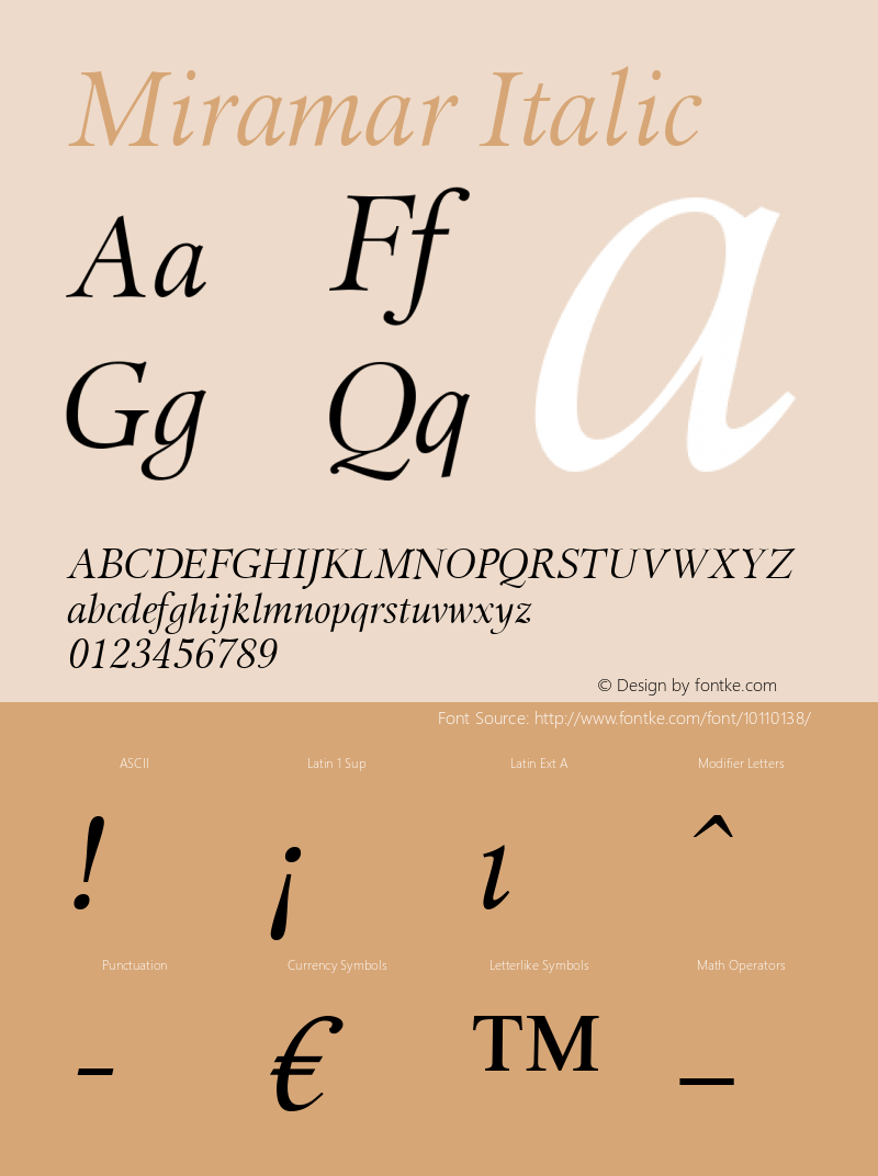 Miramar Italic Macromedia Fontographer 4.1.4 01‐11‐17图片样张