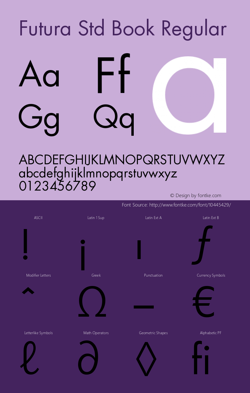 Futura Std Book Regular OTF 1.029;PS 001.003;Core 1.0.33;makeotf.lib1.4.1585图片样张