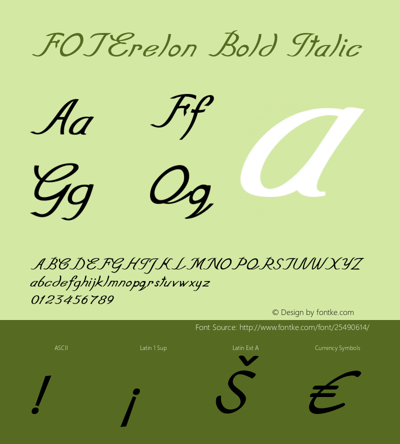 FOTErelon-BoldItalic Version 1.000图片样张