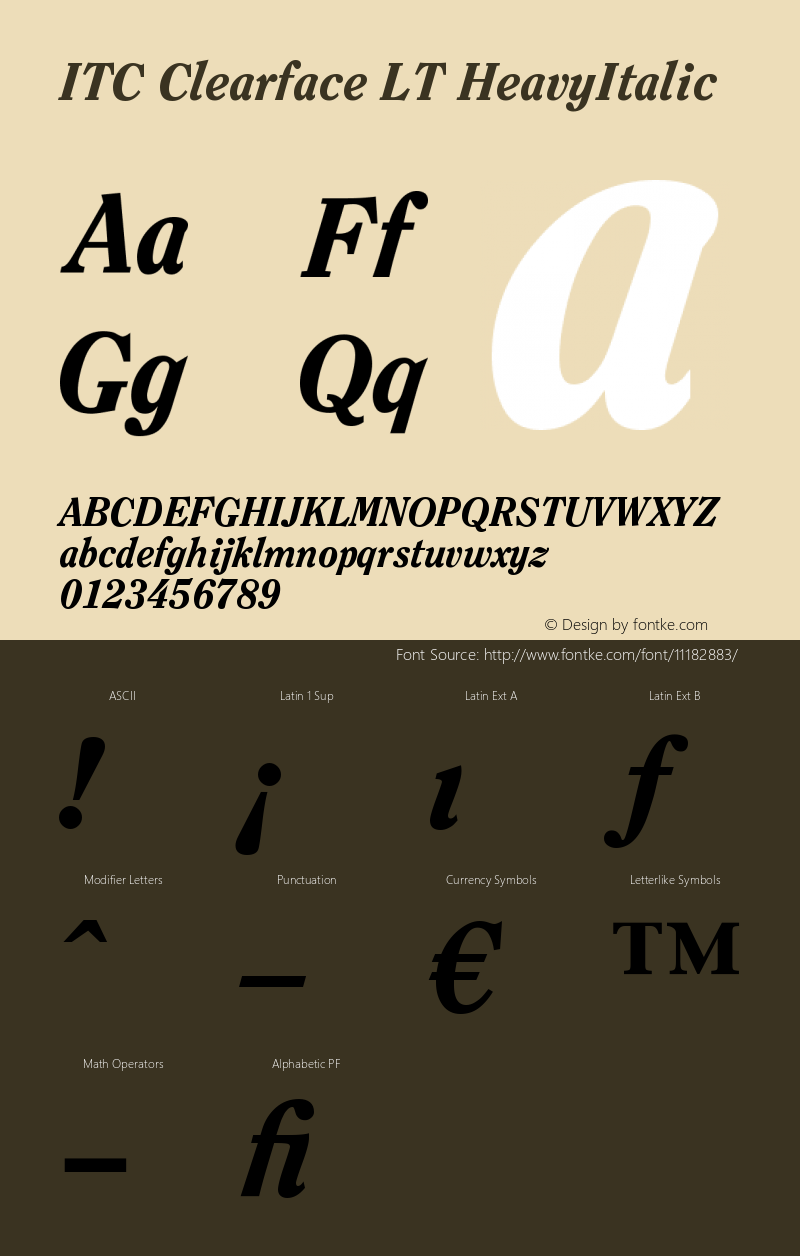 ITC Clearface LT HeavyItalic Version 006.000图片样张