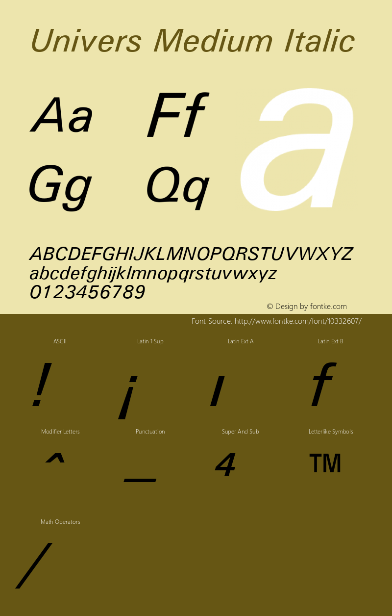 Univers Medium Italic Version 1.3 (ElseWare)图片样张