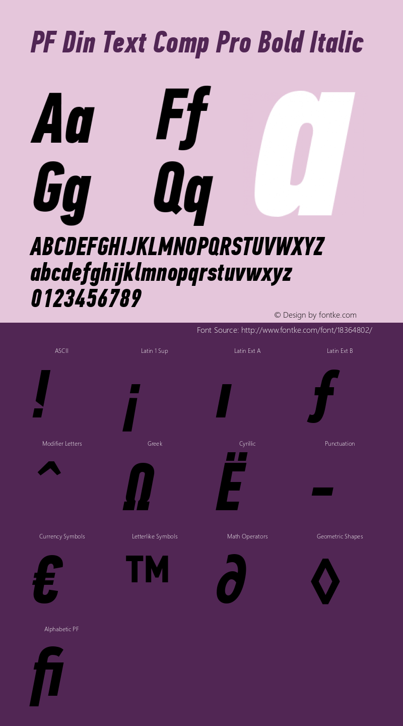 PF Din Text Comp Pro Bold Italic Version 2.005 2005图片样张