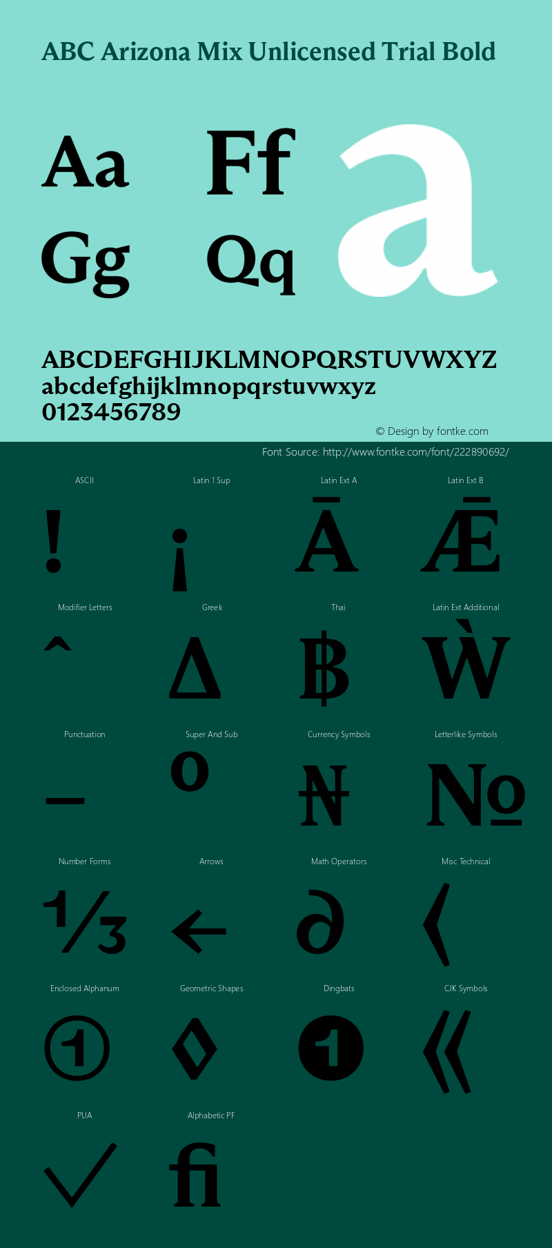 ABC Arizona Mix Unlicensed Trial Bold Version 1.000;Unlicensed Trial图片样张