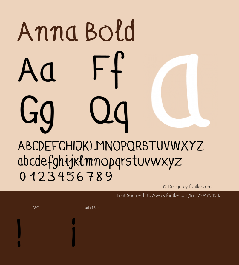 Anna Bold Version 1.000;PS 001.001;hotconv 1.0.56图片样张