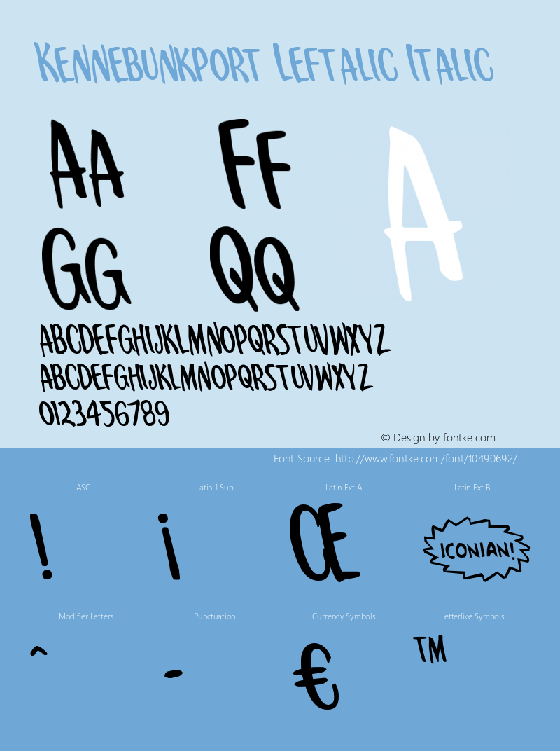 Kennebunkport Leftalic Italic Version 1.0; 2013图片样张