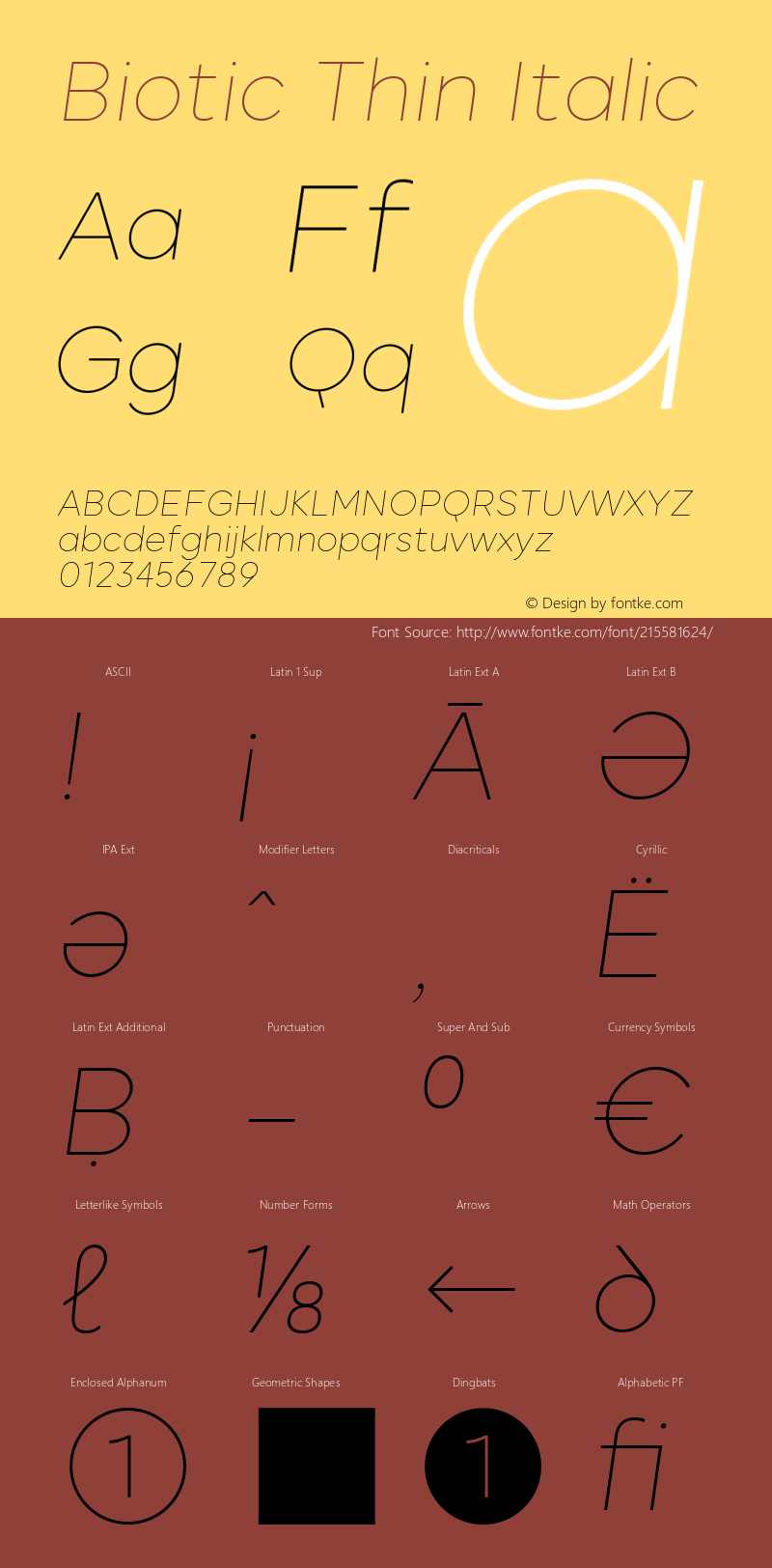 Biotic Thin Italic Version 2.000;FEAKit 1.0图片样张