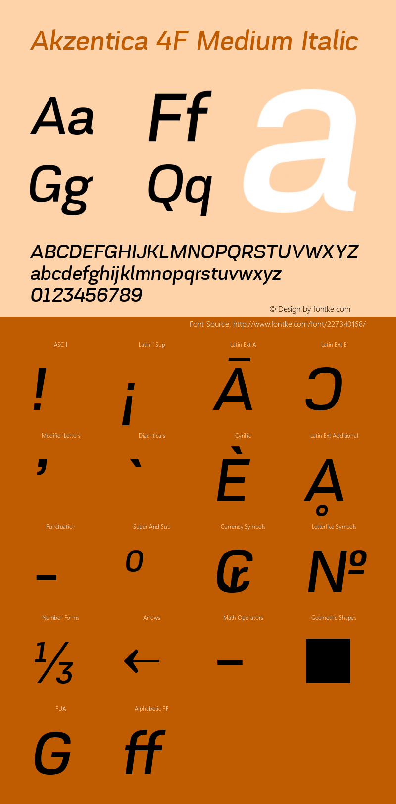 Akzentica 4F Medium Italic 1.0图片样张