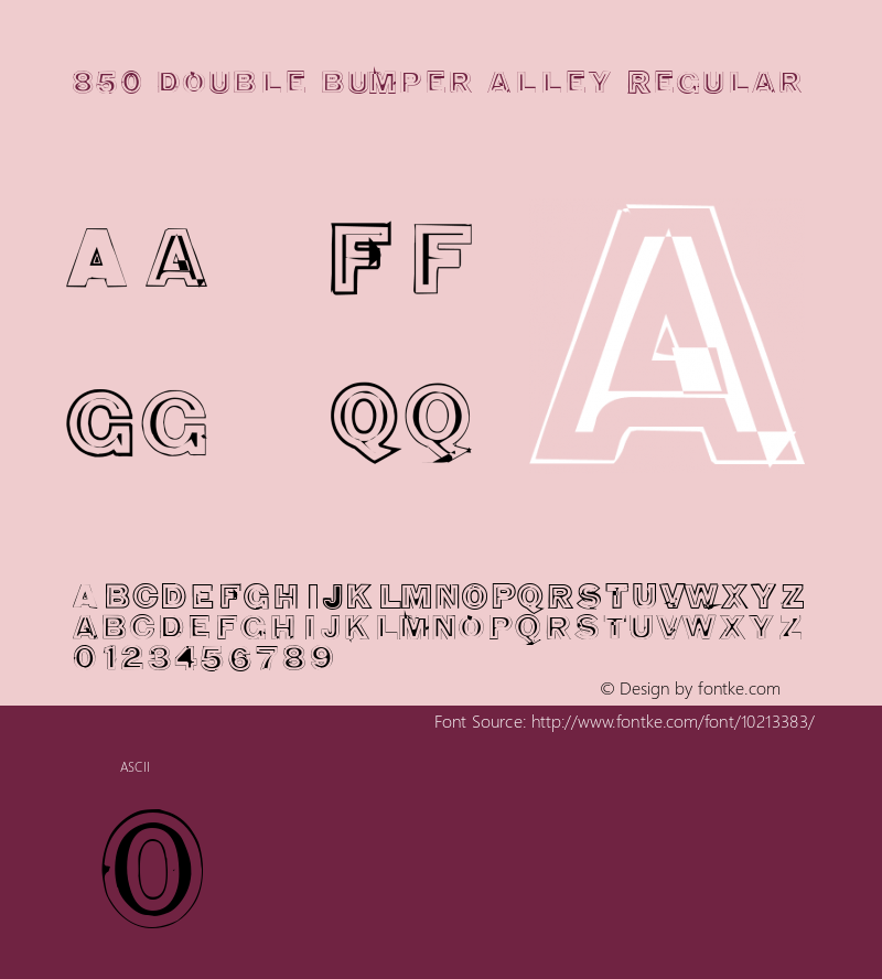 850 double bumper alley Regular Altsys Fontographer 4.1 6/14/99图片样张