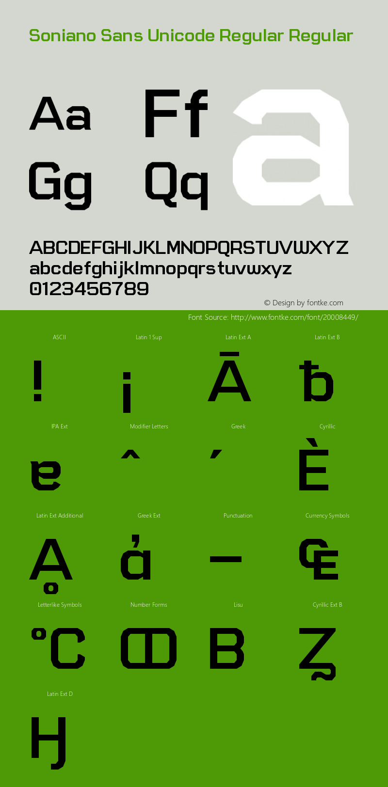 Soniano Sans Unicode Regular Version 1.0 Extracted by ASV http://www.buraks.com/asv图片样张