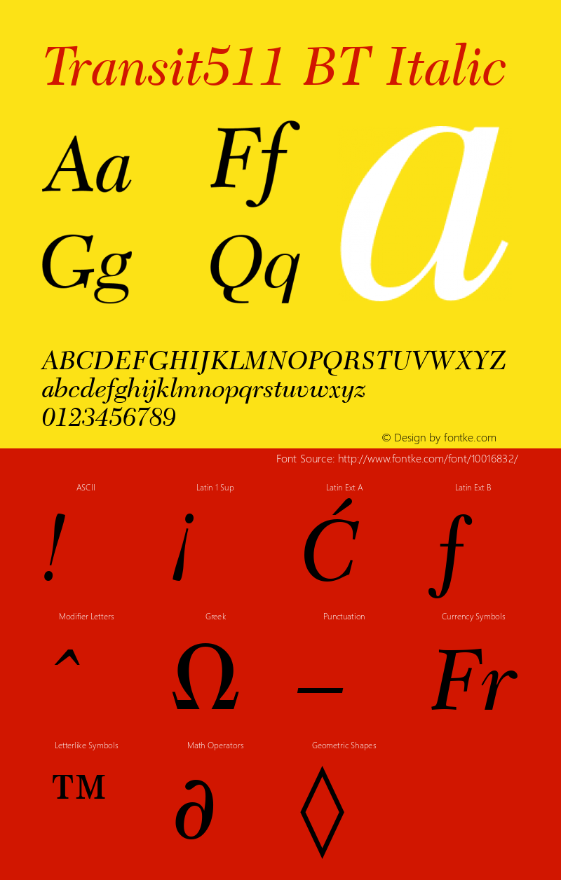 Transit511 BT Italic mfgpctt-v4.4 Dec 14 1998图片样张