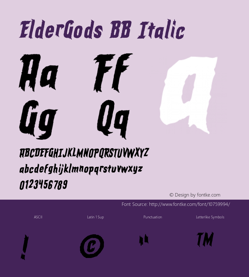 ElderGods BB Italic Version 1.000图片样张