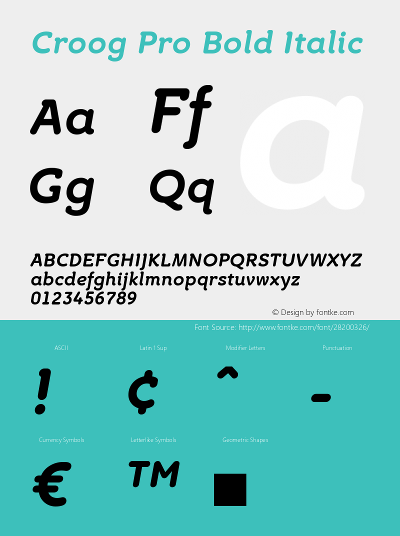 Croog Pro Bold Italic Version 2.000图片样张