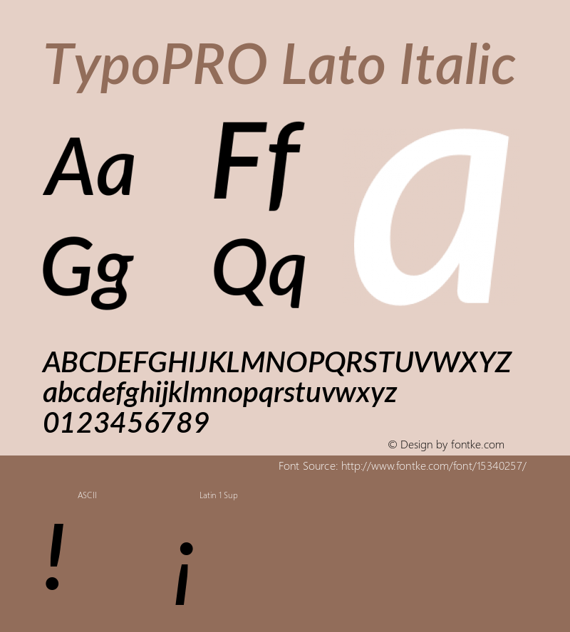 TypoPRO Lato Italic Version 2.010; 2014-09-01; http://www.latofonts.com/图片样张