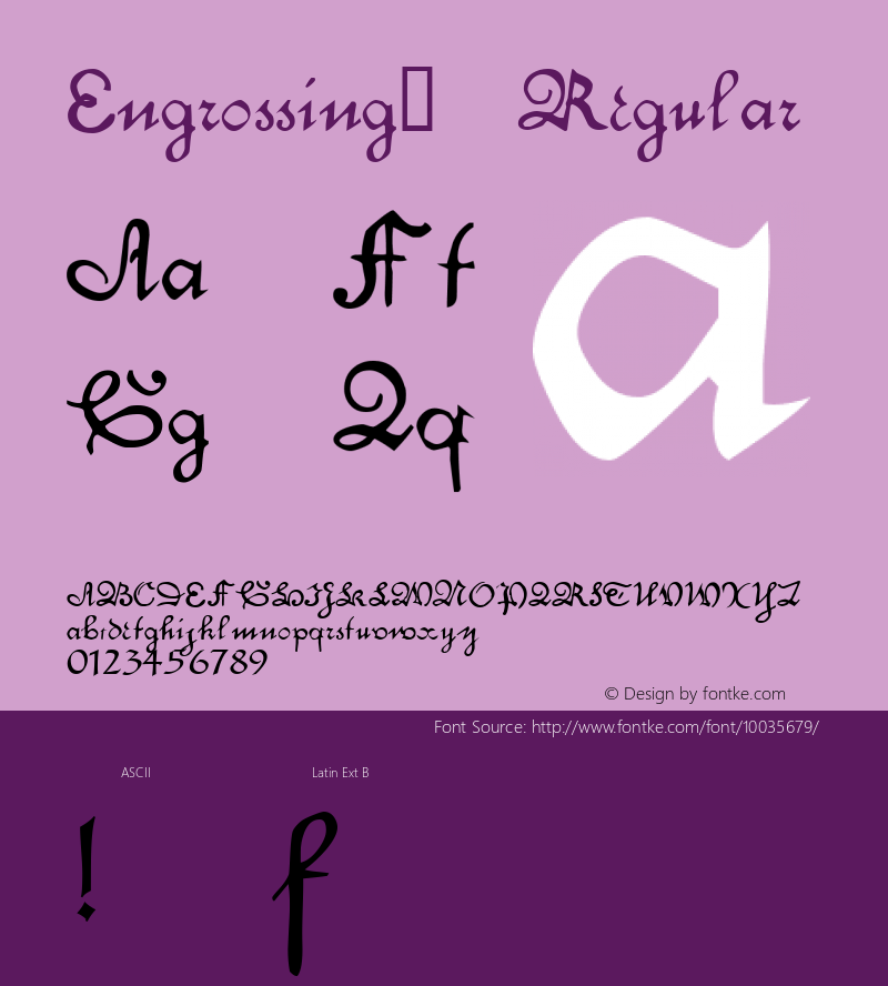 Engrossing™ Regular Altsys Fontographer 4.0 6/7/94图片样张