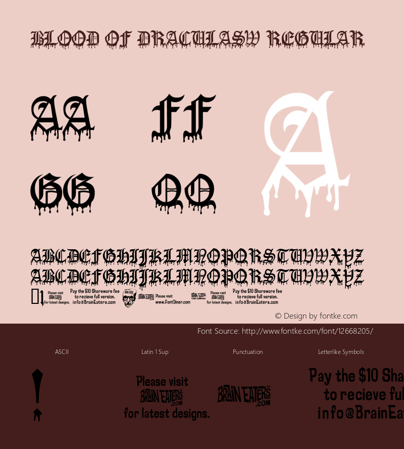 Blood Of DraculaSW Regular Macromedia Fontographer 4.1.5 10/2/01图片样张