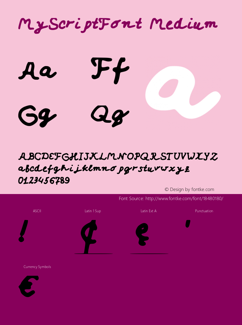 MyScriptFont Medium Version 001.000图片样张