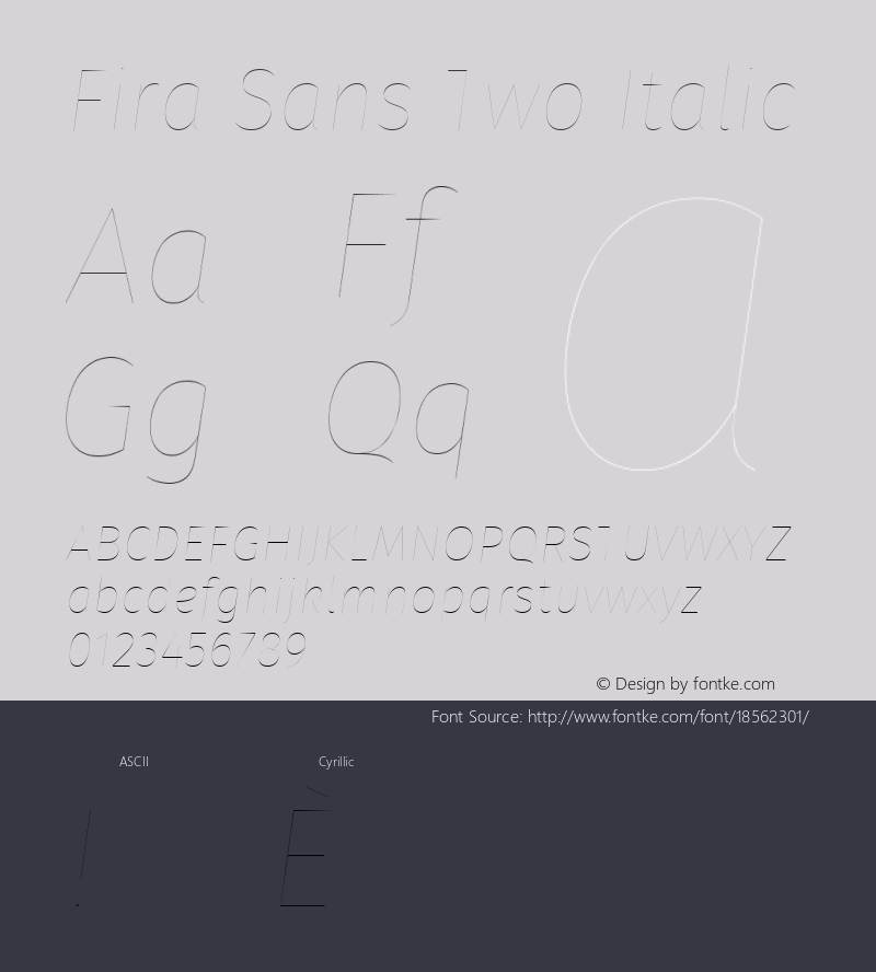 Fira Sans Two Italic Version 4.203;PS 004.203;hotconv 1.0.88;makeotf.lib2.5.64775; ttfautohint (v1.4.1)图片样张