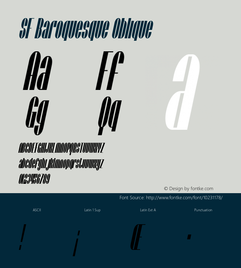SF Baroquesque Oblique ver 1.0; 2000. Freeware for non-commercial use.图片样张