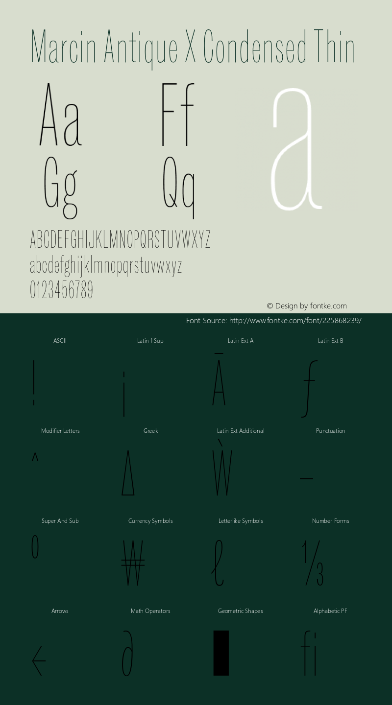 Marcin Antique X Condensed Thin Version 1.000;FEAKit 1.0图片样张