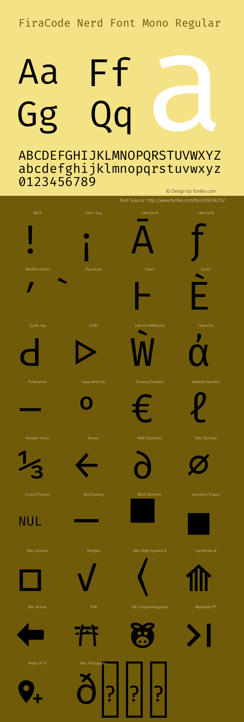 Fira Code Regular Nerd Font Complete Mono Version 2.000;PS 002.000;hotconv 1.0.88;makeotf.lib2.5.64775图片样张