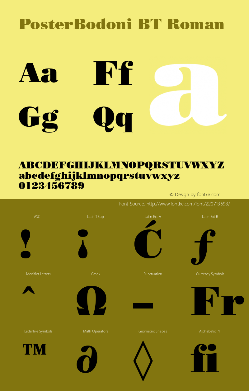 PosterBodoni BT Roman Version 1.01 emb4-OT图片样张