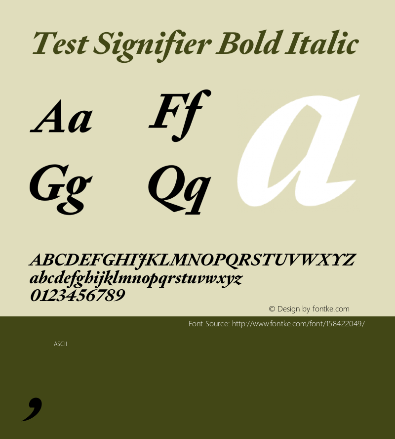 Test Signifier Bold Italic Version 1.004;hotconv 1.0.113;makeotfexe 2.5.65598图片样张