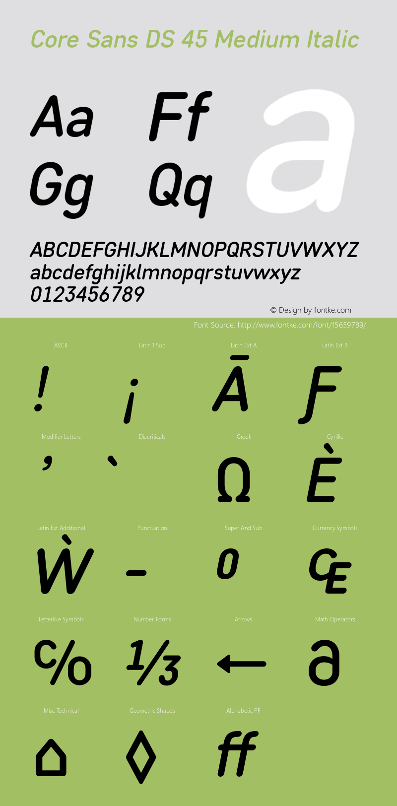 Core Sans DS 45 Medium Italic Version 1.001图片样张