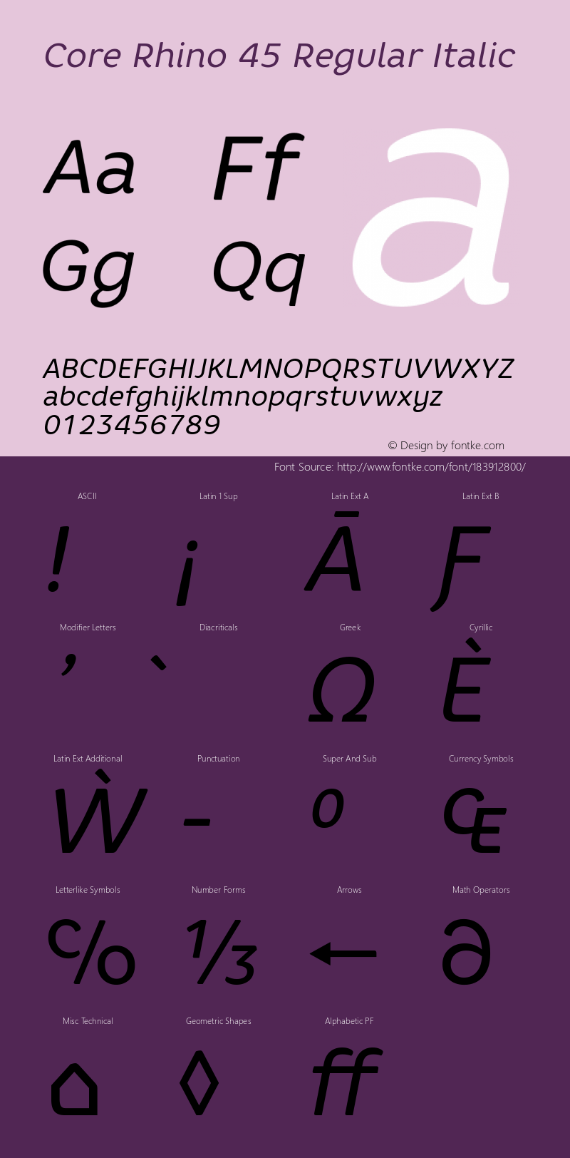 CoreRhino45Regular-Italic Version 1.000图片样张