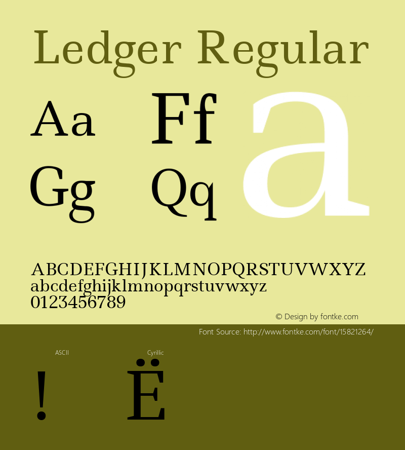 Ledger Regular 1.001; ttfautohint (v1.4.1)图片样张