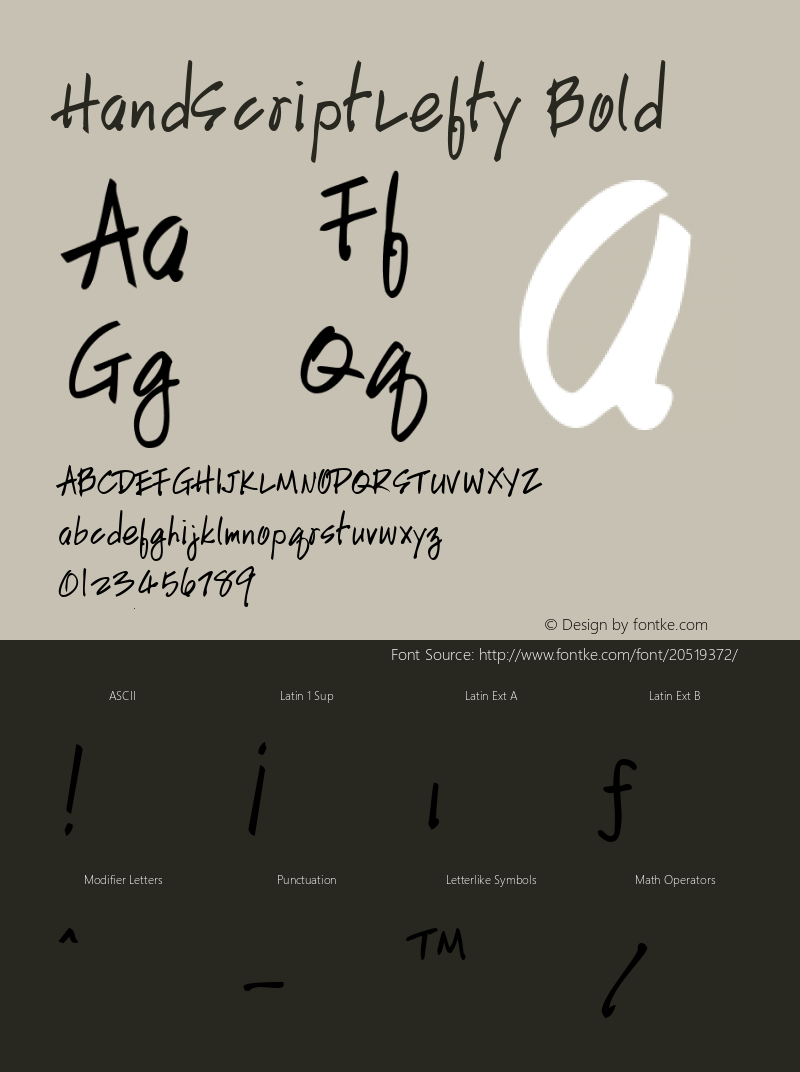HandScriptLefty Bold Altsys Fontographer 3.5  7/11/96图片样张