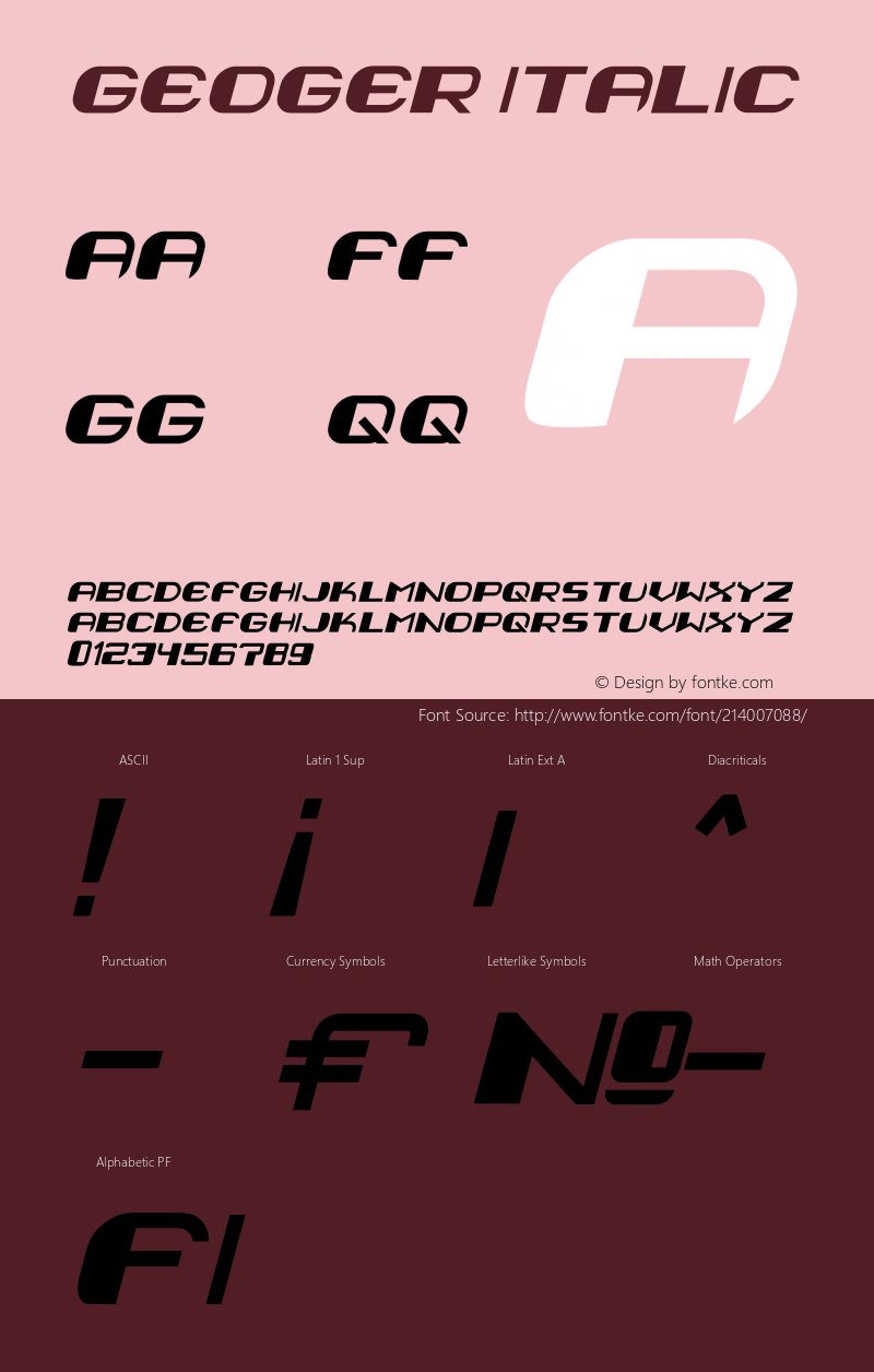 geoger Italic Version 1.00;October 24, 2021;FontCreator 13.0.0.2683 32-bit图片样张