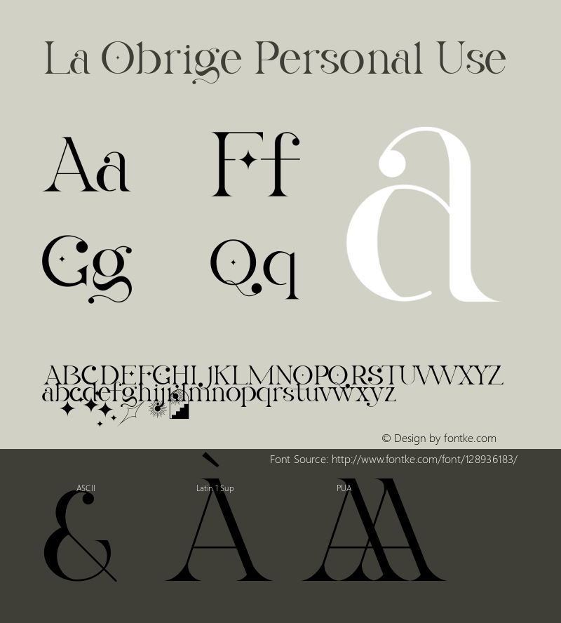 La Obrige Personal Use Version 1.00;February 17, 2021;FontCreator 12.0.0.2525 64-bit图片样张