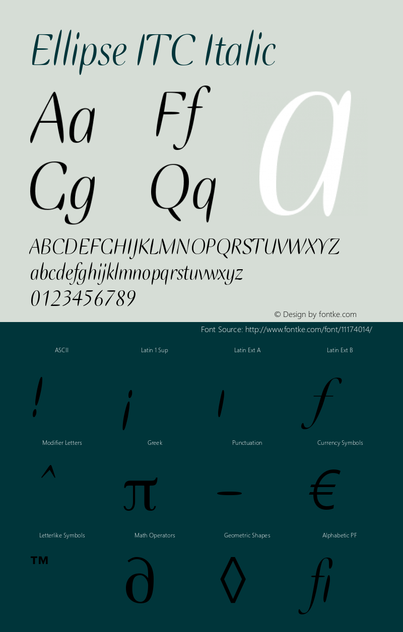 Ellipse ITC Italic Version 005.000图片样张