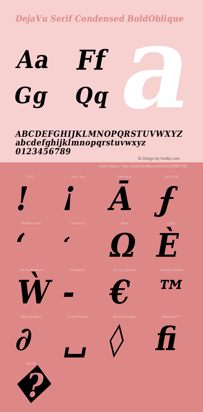 DejaVu Serif Condensed Bold Oblique Version 1.12图片样张