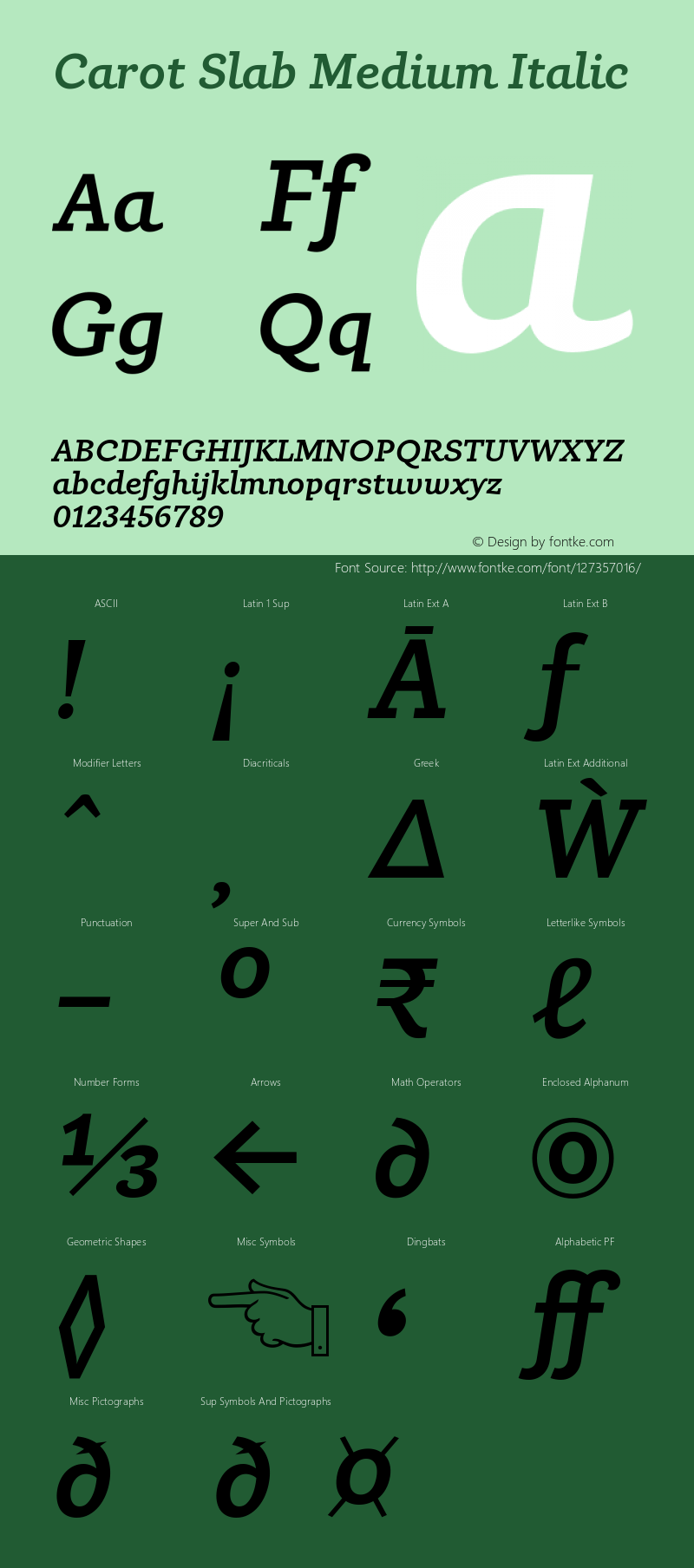 Carot Slab Medium Italic Version 1.000图片样张