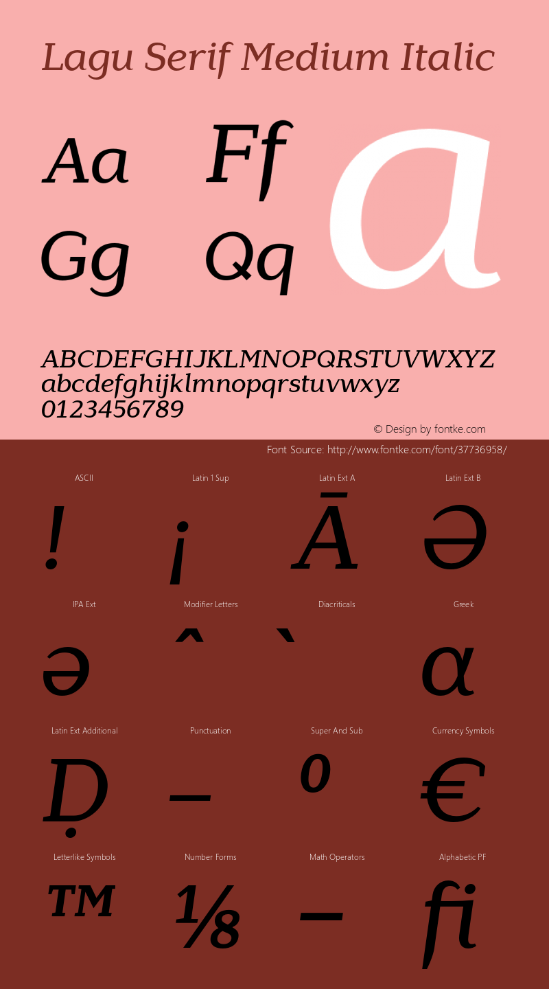 LaguSerif-MediumItalic Version 1.000;PS 001.000;hotconv 1.0.88;makeotf.lib2.5.64775图片样张