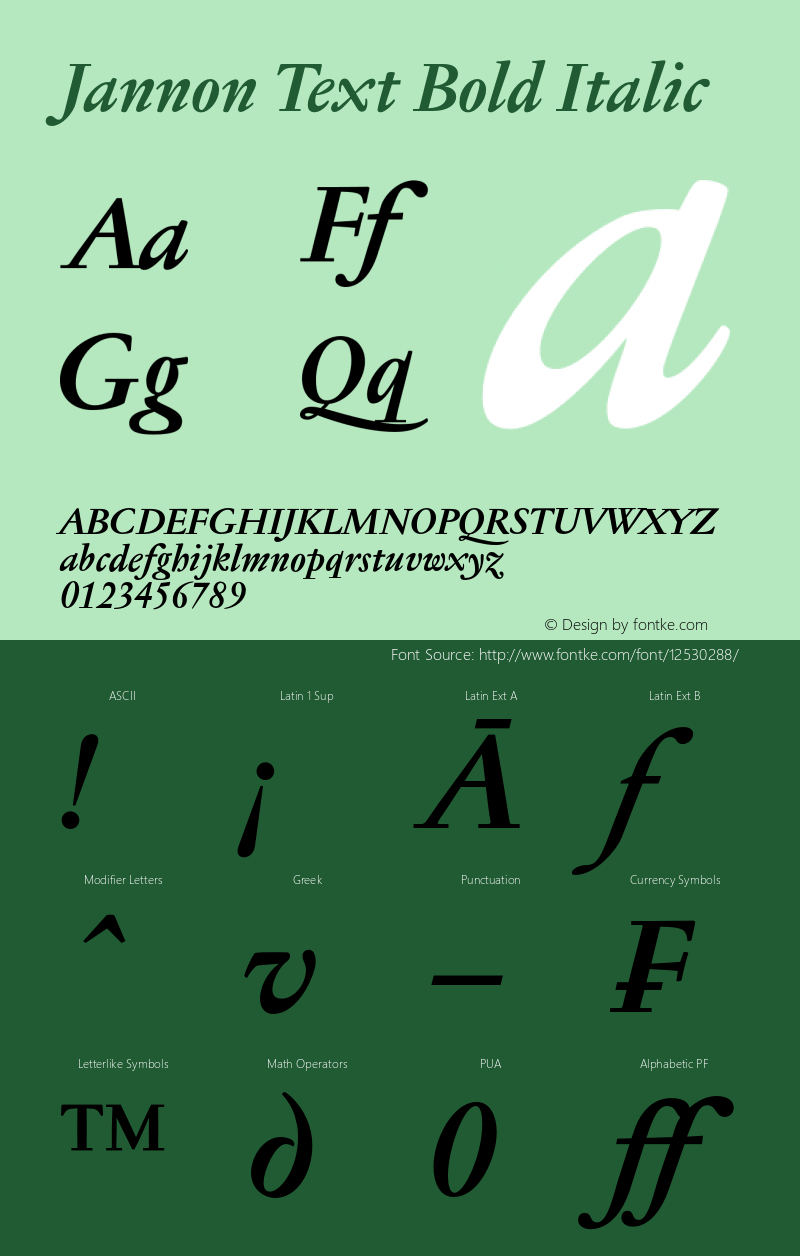 Jannon Text Bold Italic 001.000图片样张