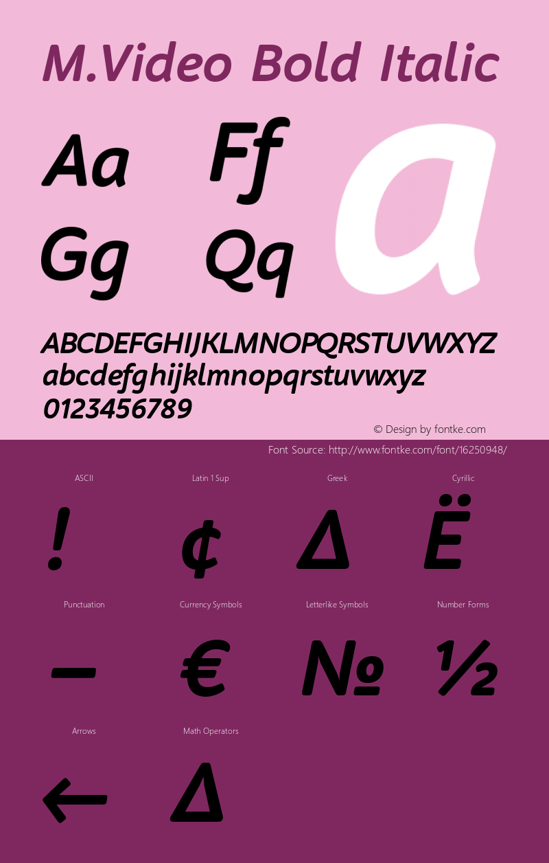 M.Video Bold Italic Version 1.000图片样张