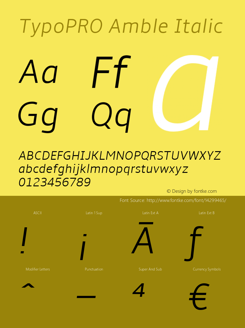 TypoPRO Amble Italic Version 1.00000; 2009图片样张