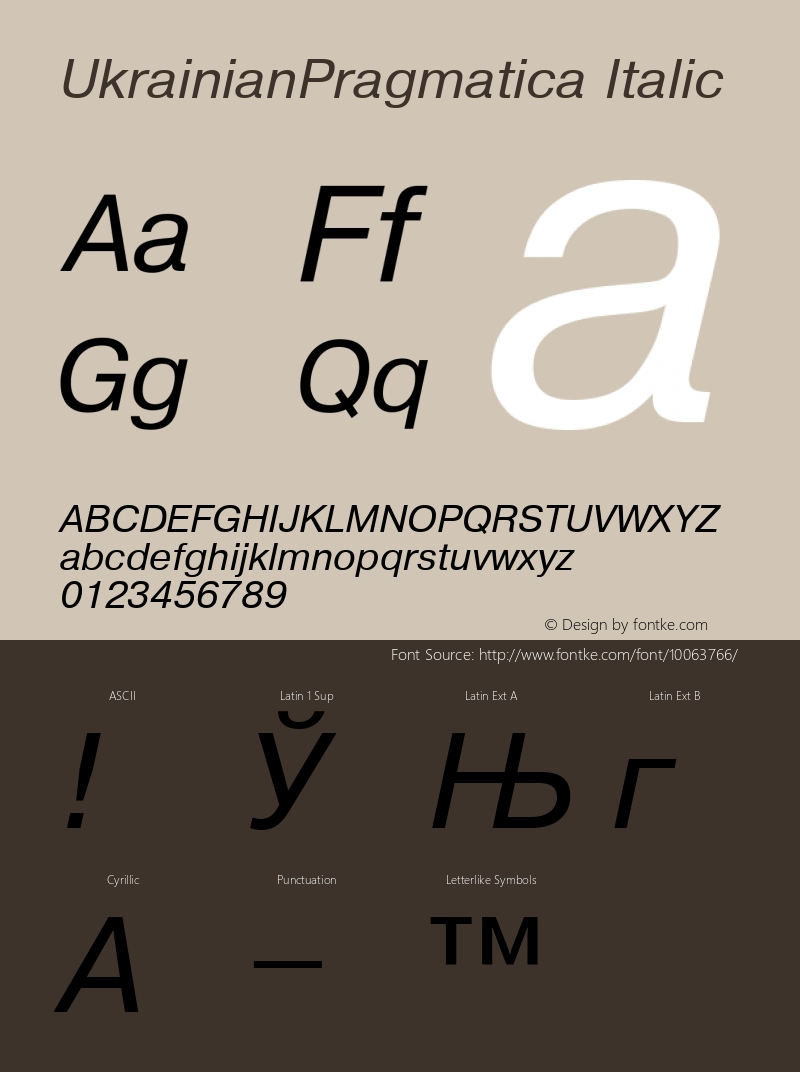 UkrainianPragmatica Italic 001.000图片样张